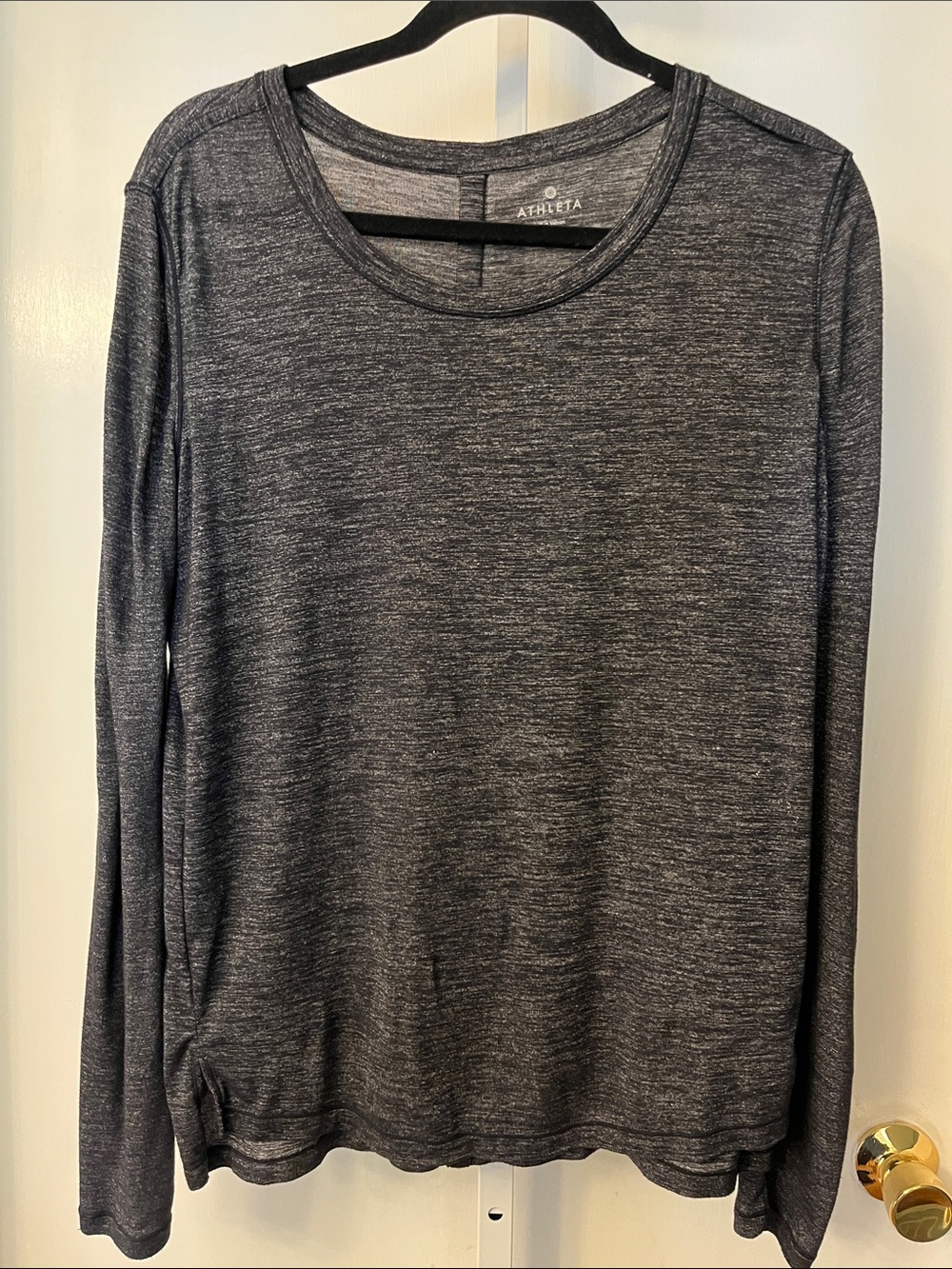 Athleta Charcoal Heather Long-Sleeve Crewneck Top